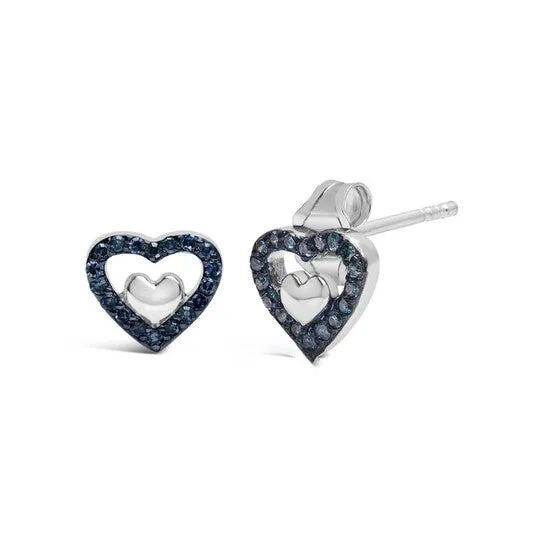 JMS always Earrings Original Haus of Brilliance 925 Sterling Silver 16 Cttw Blue Diamond Open Double Heart Stud Earrings Treated Blue Color I3 Clarity JMS always Earrings Original Haus of Brilliance 925 Sterling Silver 16 Cttw Blue Diamond Open Double Heart Stud Earrings Treated Blue Color I3 Clarity