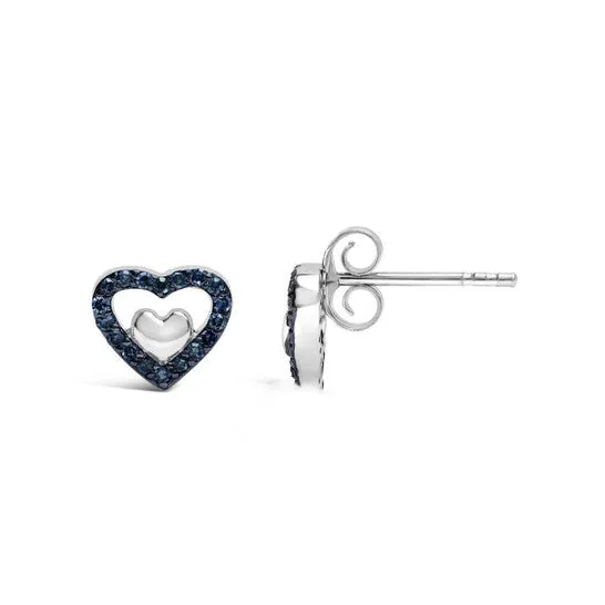 JMS always Earrings Original Haus of Brilliance 925 Sterling Silver 16 Cttw Blue Diamond Open Double Heart Stud Earrings Treated Blue Color I3 Clarity JMS always Earrings Original Haus of Brilliance 925 Sterling Silver 16 Cttw Blue Diamond Open Double Heart Stud Earrings Treated Blue Color I3 Clarity