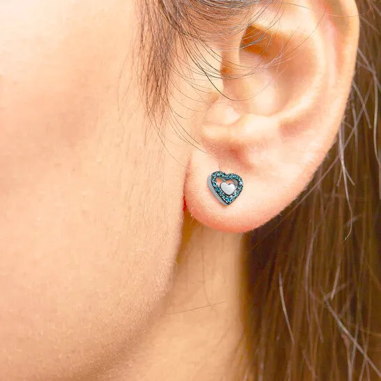 JMS always Earrings Original Haus of Brilliance 925 Sterling Silver 16 Cttw Blue Diamond Open Double Heart Stud Earrings Treated Blue Color I3 Clarity JMS always Earrings Original Haus of Brilliance 925 Sterling Silver 16 Cttw Blue Diamond Open Double Heart Stud Earrings Treated Blue Color I3 Clarity