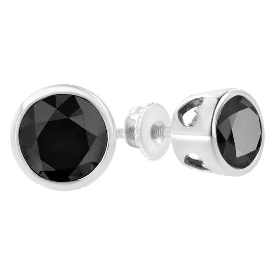 JMS always Earrings Original Haus of Brilliance 925 Sterling Silver 4 cttw Black Diamond ScrewBack Classic Bezel Solitaire Stud Earrings ColorEnhanced I2I3 JMS always Earrings Original Haus of Brilliance 925 Sterling Silver 4 cttw Black Diamond ScrewBack Classic Bezel Solitaire Stud Earrings ColorEnhanced I2I3