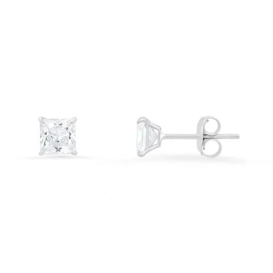 JMS always Earrings Original Kylie Harper 10k White Gold Petite 4mm Princesscut Cubic Zirconia CZ Stud Earrings JMS always Earrings Original Kylie Harper 10k White Gold Petite 4mm Princesscut Cubic Zirconia CZ Stud Earrings