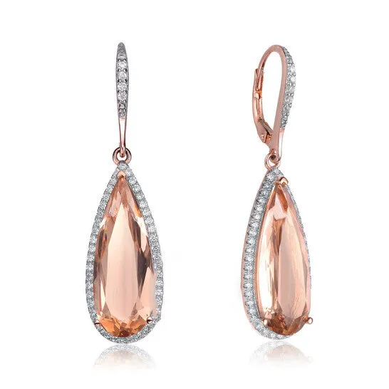 JMS always Earrings Original Megan Walford Two Tone Morganite Cubic Zirconia Drop Earrings