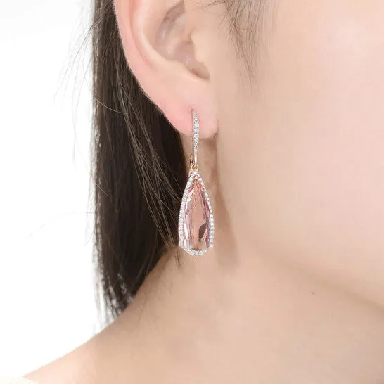 JMS always Earrings Original Megan Walford Two Tone Morganite Cubic Zirconia Drop Earrings JMS always Earrings Original Megan Walford Two Tone Morganite Cubic Zirconia Drop Earrings