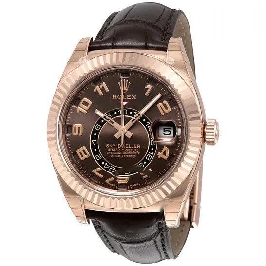 JMS always Earrings Original Rolex Sky Dweller Brown Dial GMT 18k Rose Gold Leather Mens Watch 326135BRAL JMS always Earrings Original Rolex Sky Dweller Brown Dial GMT 18k Rose Gold Leather Mens Watch 326135BRAL