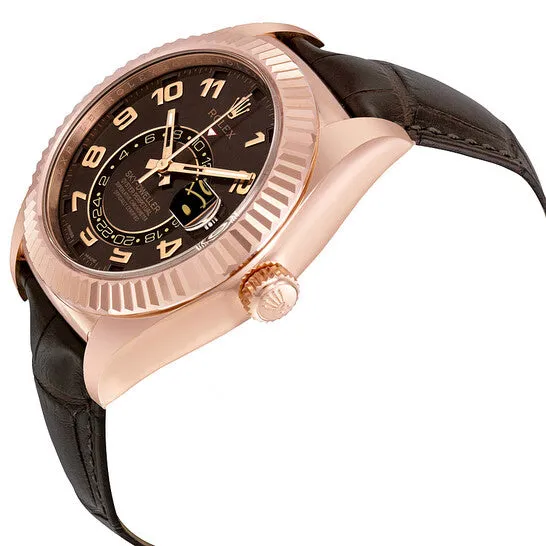 JMS always Earrings Original Rolex Sky Dweller Brown Dial GMT 18k Rose Gold Leather Mens Watch 326135BRAL JMS always Earrings Original Rolex Sky Dweller Brown Dial GMT 18k Rose Gold Leather Mens Watch 326135BRAL