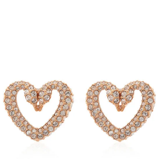JMS always Earrings Original Swarovski Ladies Una Rose Goldtone Heart Stud Earrings
