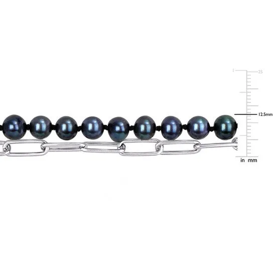 JMS always Necklaces Original AMOUR 775mm Black Freshwater Cultured Pearl Double Layered Chain Necklace In Sterling Silver 18 In JMS always Necklaces Original AMOUR 775mm Black Freshwater Cultured Pearl Double Layered Chain Necklace In Sterling Silver 18 In