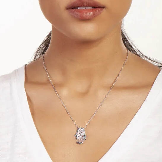 JMS always Necklaces Original Elegant Confetti Womens 18K White Gold Plated CZ Simulated Diamond Hamsa Charm Fashion Necklace