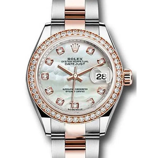 JMS always Necklaces Original Rolex Lady Datejust Mother Of Pearl Steel And 18k Everose Gold Diamond Watch 279381MDO