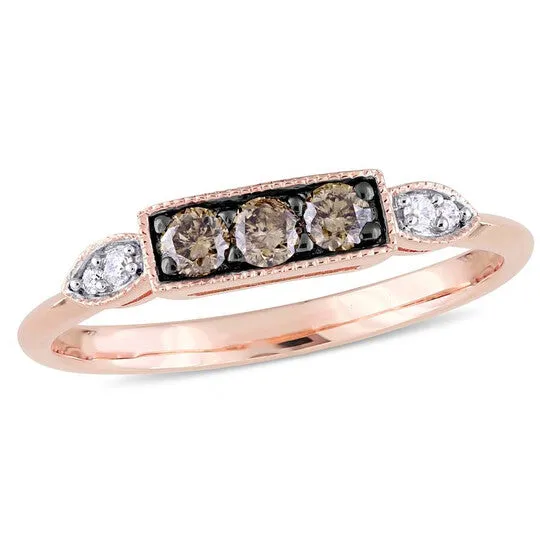 JMS always Original Amour 14 CT TW Dark Brown and White Diamond Ring in 10k Rose Gold JMS005298 Rings JMS always Original Amour 14 CT TW Dark Brown and White Diamond Ring in 10k Rose Gold JMS005298 Rings