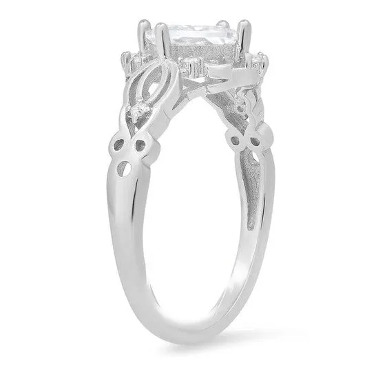 JMS always Original Kylie Harper Sterling Silver Princesscut Cubic Zirconia CZ Filigree Ring Rings JMS always Original Kylie Harper Sterling Silver Princesscut Cubic Zirconia CZ Filigree Ring Rings