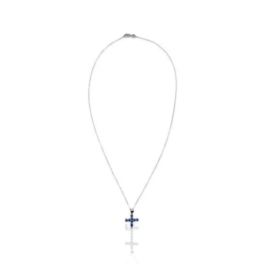 JMS always Original Tresorra 18K White Gold Sapphire Cross NecklaceLength 16 inches PreStyled Sets JMS always Original Tresorra 18K White Gold Sapphire Cross NecklaceLength 16 inches PreStyled Sets