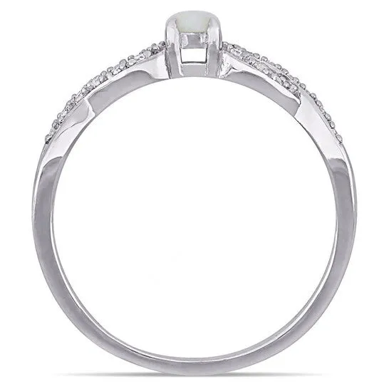 JMS always Rings Original Amour 110 CT TDW Diamond and 110 CT TGW Opal Infinity Ring in Sterling Silver JMS always Rings Original Amour 110 CT TDW Diamond and 110 CT TGW Opal Infinity Ring in Sterling Silver