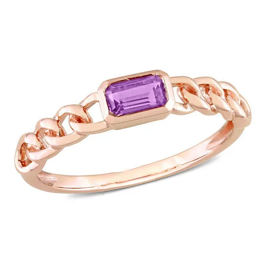 JMS always Rings Original Amour 10k Rose Gold 13 CT TGW Octagon Africa Amethyst Link Ring JMS always Rings Original Amour 10k Rose Gold 13 CT TGW Octagon Africa Amethyst Link Ring