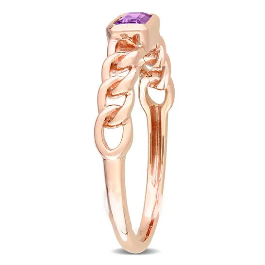 JMS always Rings Original Amour 10k Rose Gold 13 CT TGW Octagon Africa Amethyst Link Ring JMS always Rings Original Amour 10k Rose Gold 13 CT TGW Octagon Africa Amethyst Link Ring