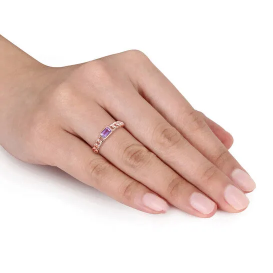 JMS always Rings Original Amour 10k Rose Gold 13 CT TGW Octagon Africa Amethyst Link Ring JMS always Rings Original Amour 10k Rose Gold 13 CT TGW Octagon Africa Amethyst Link Ring