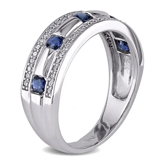 JMS always Rings Original Amour 10k White Gold 14 CT TDW Diamond and Sapphire Anniversary Band Ring JMS always Rings Original Amour 10k White Gold 14 CT TDW Diamond and Sapphire Anniversary Band Ring
