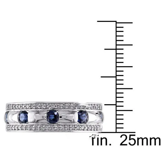JMS always Rings Original Amour 10k White Gold 14 CT TDW Diamond and Sapphire Anniversary Band Ring JMS always Rings Original Amour 10k White Gold 14 CT TDW Diamond and Sapphire Anniversary Band Ring