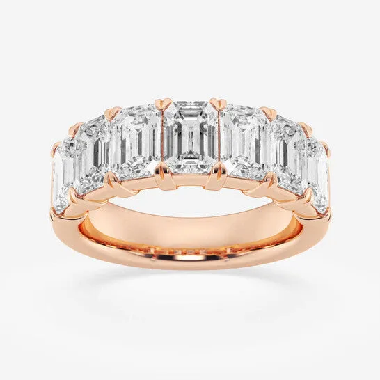 JMS always Rings Original Brilliant Diamond 14K Rose Gold 5 CTTW EmeraldCut LAB GROWN Diamond Seven Stone Anniversary Band FG SI1 JMS always Rings Original Brilliant Diamond 14K Rose Gold 5 CTTW EmeraldCut LAB GROWN Diamond Seven Stone Anniversary Band FG SI1