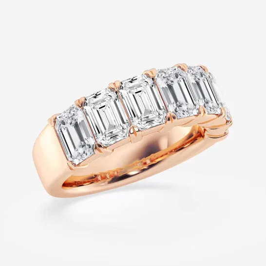 JMS always Rings Original Brilliant Diamond 14K Rose Gold 5 CTTW EmeraldCut LAB GROWN Diamond Seven Stone Anniversary Band FG SI1 JMS always Rings Original Brilliant Diamond 14K Rose Gold 5 CTTW EmeraldCut LAB GROWN Diamond Seven Stone Anniversary Band FG SI1