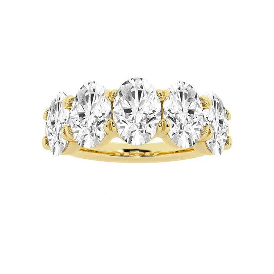 JMS always Rings Original Brilliant Diamond 14K Yellow Gold 5 CTTW OvalCut LAB GROWN Diamond Five Stone Anniversary Band FG SI1 JMS always Rings Original Brilliant Diamond 14K Yellow Gold 5 CTTW OvalCut LAB GROWN Diamond Five Stone Anniversary Band FG SI1