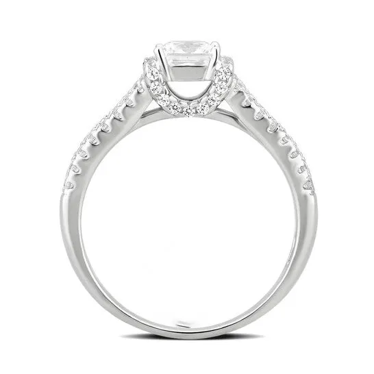 JMS always Rings Original DiamondMuse 200 cttw Sterling Silver Princess Cut Cubic Zirconia Split Shank Engagement Ring for Women JMS always Rings Original DiamondMuse 200 cttw Sterling Silver Princess Cut Cubic Zirconia Split Shank Engagement Ring for Women