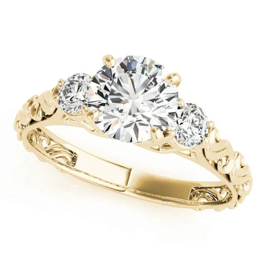 JMS always Rings Original Maulijewels 14k Yellow Gold 050 Carat Diamond Three Stone Engagement Ring