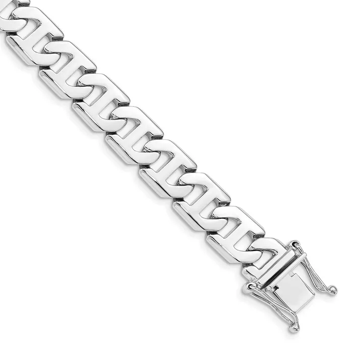 MDS Bracelets Solid 14K White Gold 8 inch 85mm Hand Polished Fancy Link with Box Catch Clasp Bracelet MDS Bracelets Solid 14K White Gold 8 inch 85mm Hand Polished Fancy Link with Box Catch Clasp Bracelet
