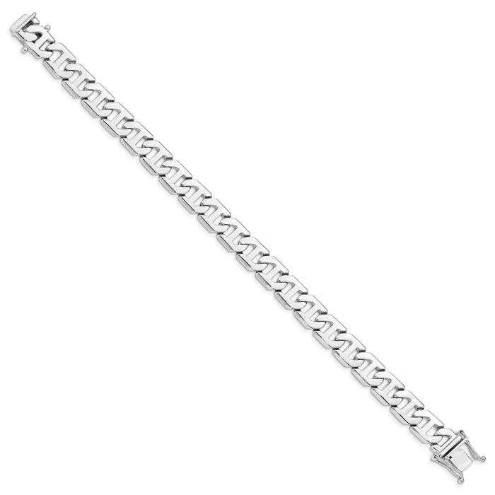 MDS Bracelets Solid 14K White Gold 8 inch 85mm Hand Polished Fancy Link with Box Catch Clasp Bracelet MDS Bracelets Solid 14K White Gold 8 inch 85mm Hand Polished Fancy Link with Box Catch Clasp Bracelet