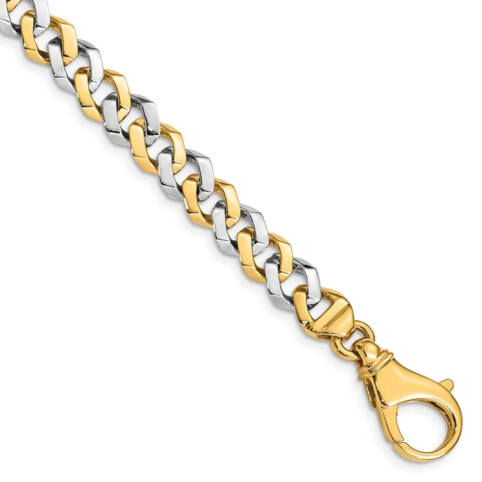 MDS Necklaces Solid 14K Twotone Gold 20 inch 8mm Hand Polished Fancy Link with Fancy Lobster Clasp Chain Necklace MDS Necklaces Solid 14K Twotone Gold 20 inch 8mm Hand Polished Fancy Link with Fancy Lobster Clasp Chain Necklace