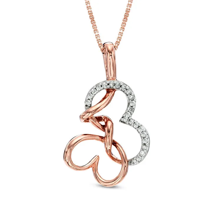 Natural Diamond Accent Abstract Butterfly Pendant in Sterling Silver and 14K Rose Gold Plate Goldia Necklaces Natural Diamond Accent Abstract Butterfly Pendant in Sterling Silver and 14K Rose Gold Plate Goldia Necklaces