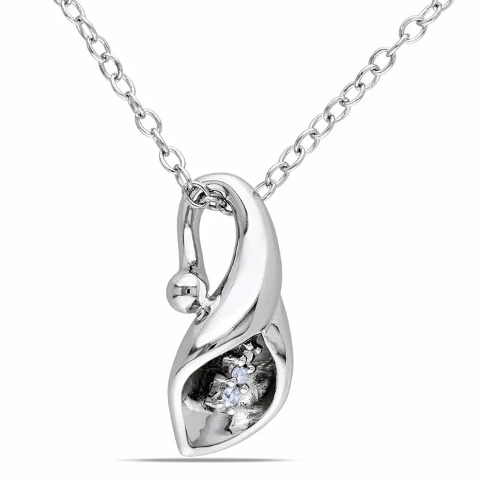 Natural Diamond Accent Calla Lily Pendant in Sterling Silver Goldia Necklaces Natural Diamond Accent Calla Lily Pendant in Sterling Silver Goldia Necklaces