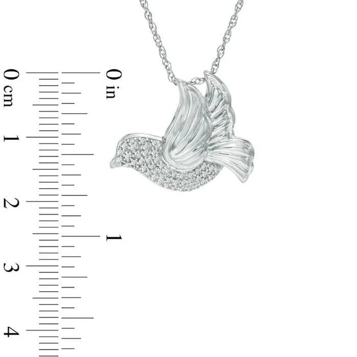 Necklaces 013 CT TW Natural Diamond Dove Pendant in Sterling Silver Goldia Necklaces 013 CT TW Natural Diamond Dove Pendant in Sterling Silver Goldia