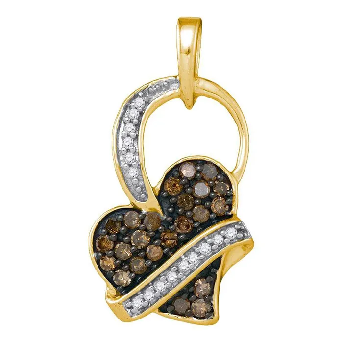 Necklaces 10k Yellow Gold Round Brown Diamond Heart Pendant 13 Cttw gndatlanta Necklaces 10k Yellow Gold Round Brown Diamond Heart Pendant 13 Cttw gndatlanta