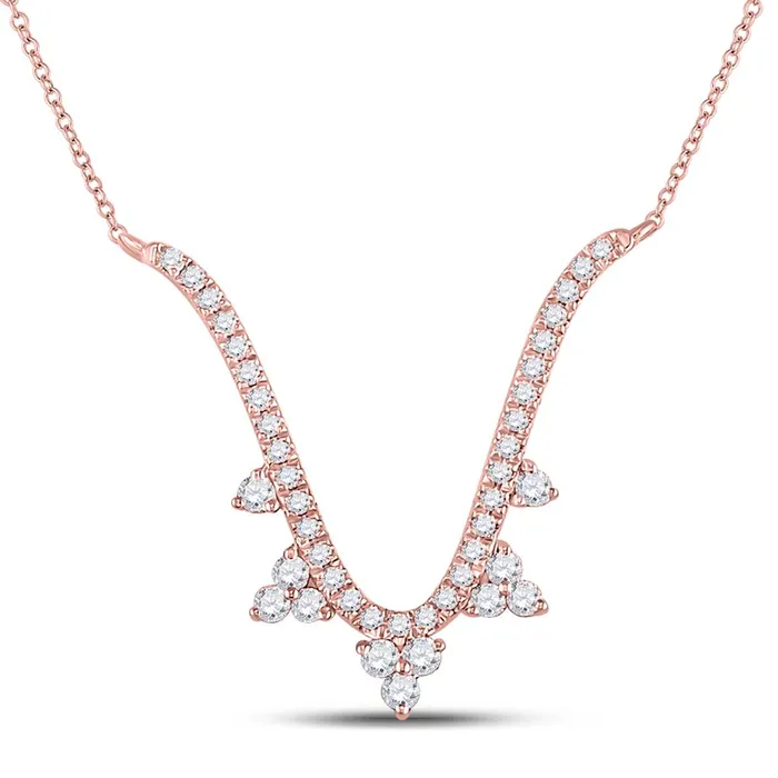 Necklaces 14k Rose Gold Round Diamond ModernV Fashion Necklace 14 Cttw gndatlanta Necklaces 14k Rose Gold Round Diamond ModernV Fashion Necklace 14 Cttw gndatlanta