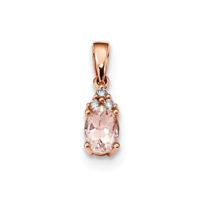 Necklaces 14k Rose Gold with Morganite and Diamond Pendant Goldiacom