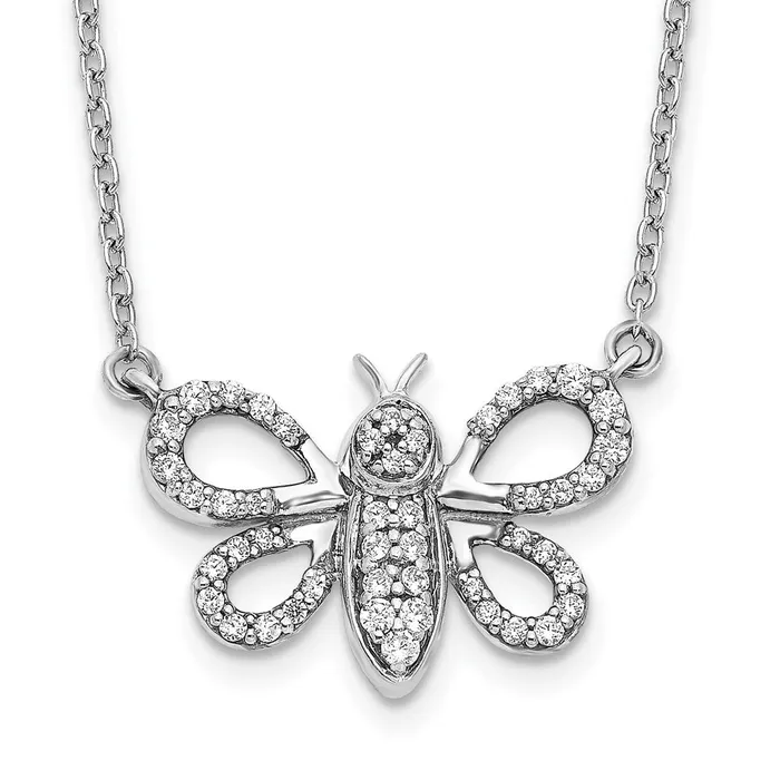 Necklaces 14k White Gold Real Diamond Bee Necklace Goldia