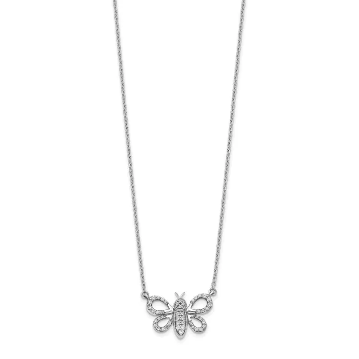 Necklaces 14k White Gold Real Diamond Bee Necklace Goldia