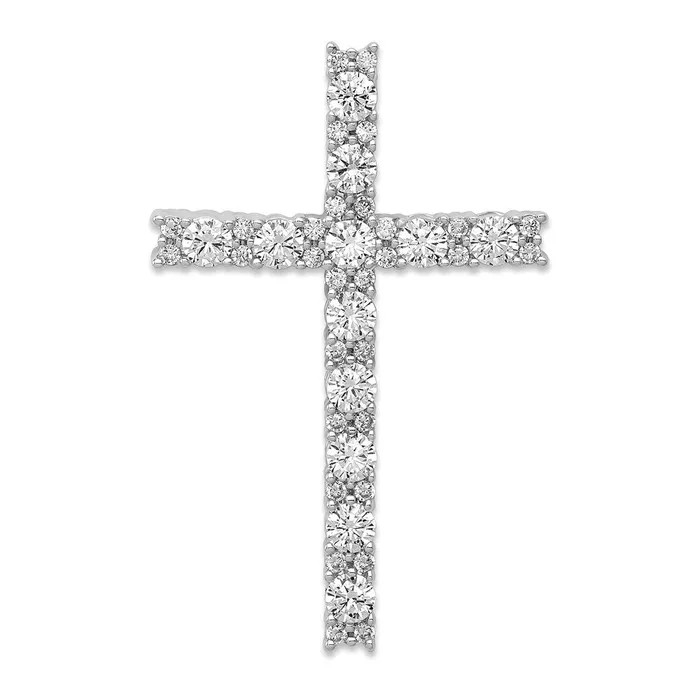Necklaces 14k White Gold Real Diamond Latin Cross Pendant Goldia