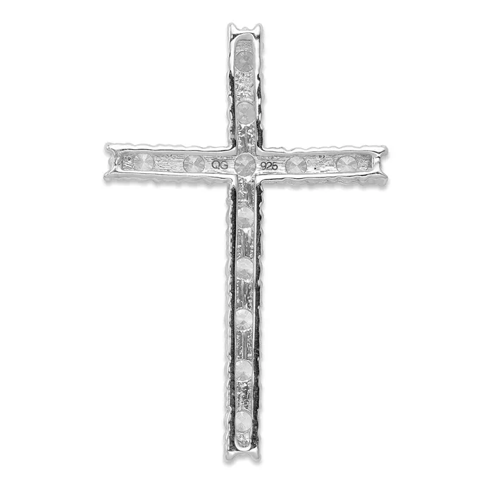 Necklaces 14k White Gold Real Diamond Latin Cross Pendant Goldia