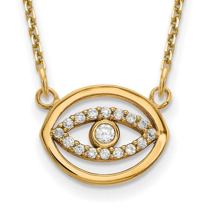 Necklaces 14K Yellow Gold Small Real Diamond Gold Halo Evil Eye Necklace Goldia Necklaces 14K Yellow Gold Small Real Diamond Gold Halo Evil Eye Necklace Goldia
