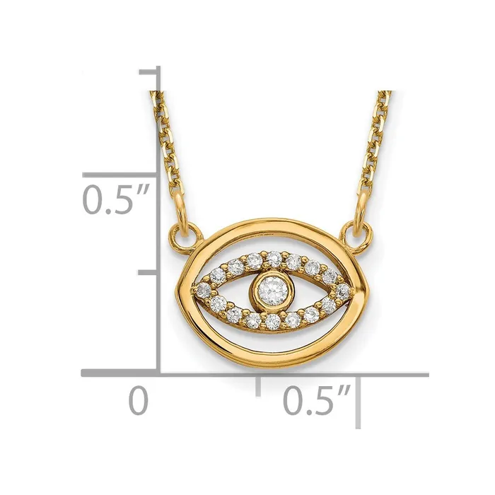 Necklaces 14K Yellow Gold Small Real Diamond Gold Halo Evil Eye Necklace Goldia