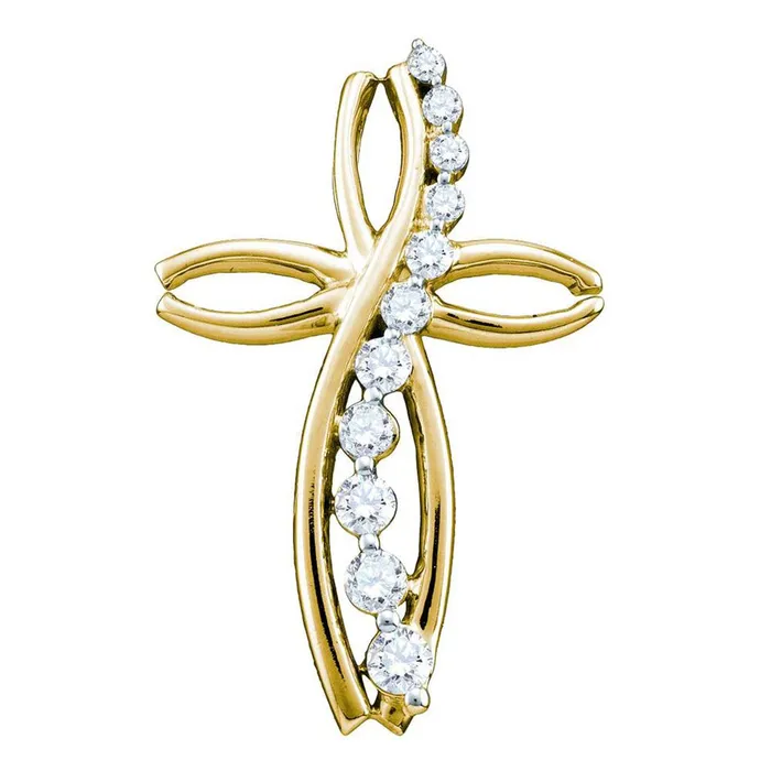 Necklaces gndatlanta 10k Yellow Gold Round Diamond Journey Cross Religious Pendant 14 Cttw Necklaces gndatlanta 10k Yellow Gold Round Diamond Journey Cross Religious Pendant 14 Cttw