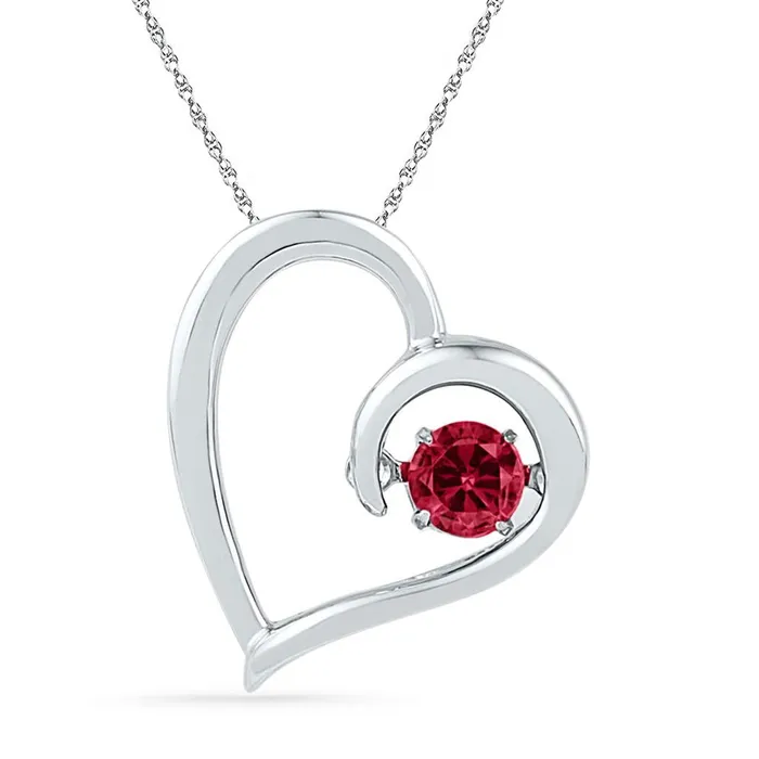 Necklaces gndatlanta 14k White Gold Round Created Ruby Heart Pendant 15 Cttw Necklaces gndatlanta 14k White Gold Round Created Ruby Heart Pendant 15 Cttw