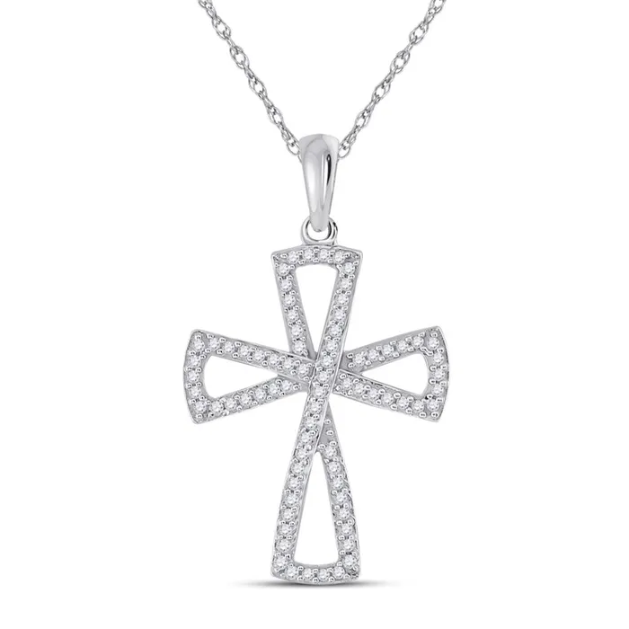 Necklaces gndatlanta 14k White Gold Round Diamond Flared Cross Pendant 13 Cttw