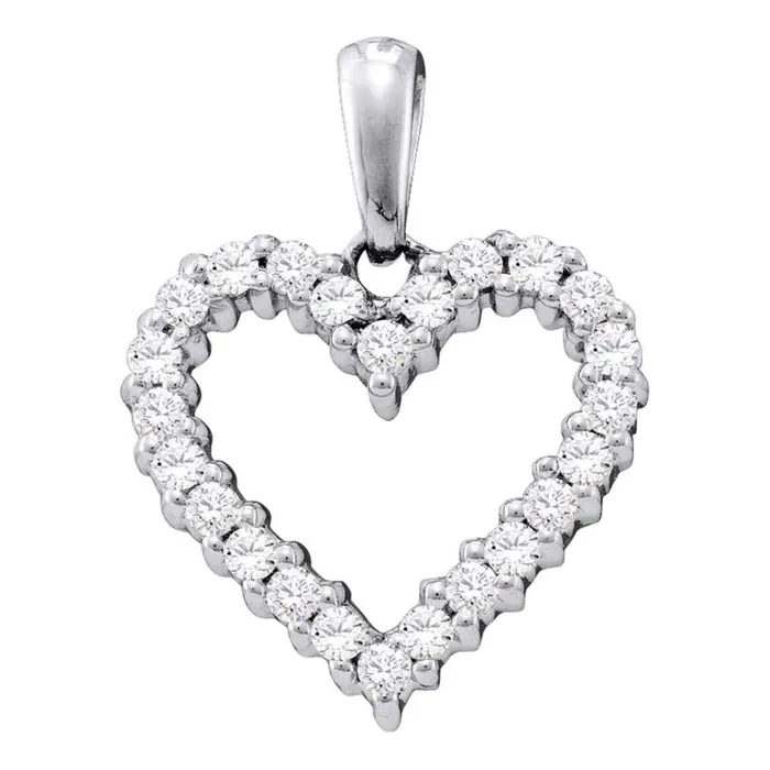 Necklaces gndatlanta 14k White Gold Round Diamond Heart Pendant 13 Cttw