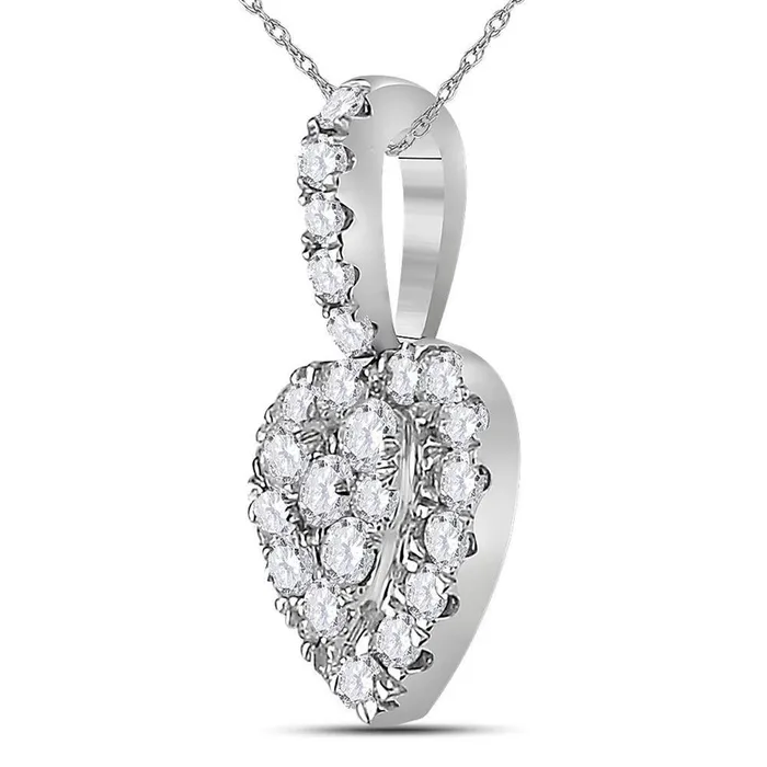 Necklaces gndatlanta 14k White Gold Round Diamond Heart Pendant 13 Cttw