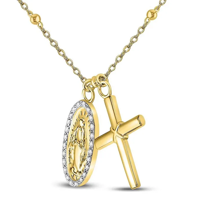Necklaces gndatlanta Sterling Silver Round Diamond Rosary Cross Necklace 110 Cttw Necklaces gndatlanta Sterling Silver Round Diamond Rosary Cross Necklace 110 Cttw