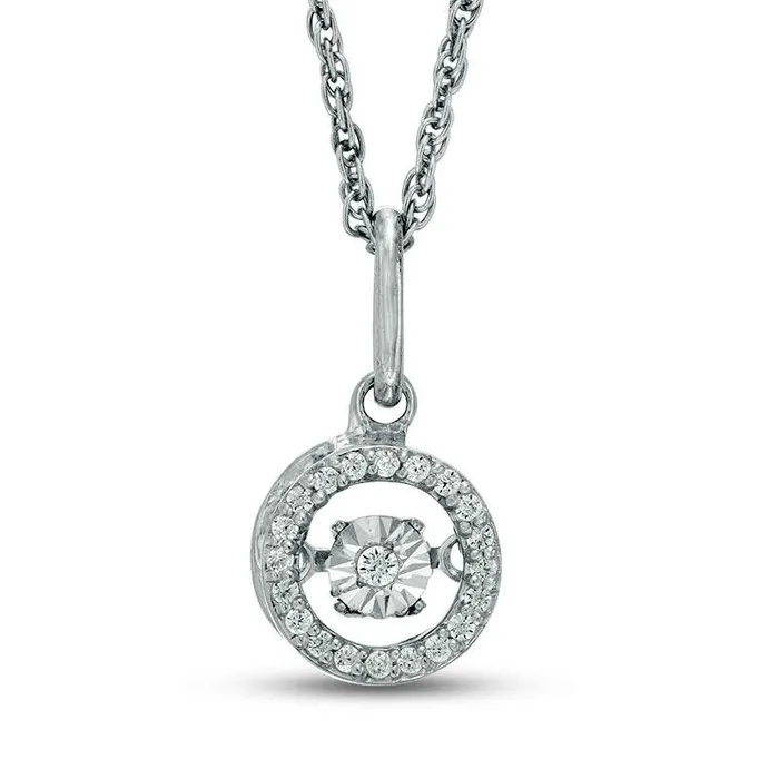 Necklaces Goldia 007 CT TW Natural Diamond Frame Moving Pendant in Sterling Silver Necklaces Goldia 007 CT TW Natural Diamond Frame Moving Pendant in Sterling Silver