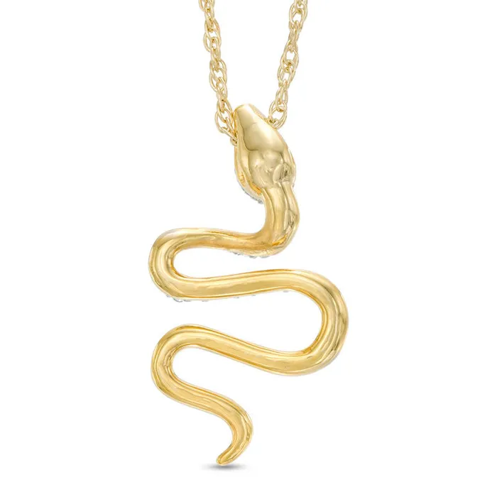 Necklaces Goldia 01 CT TW Natural Diamond Snake Pendant in 10K Yellow Gold Necklaces Goldia 01 CT TW Natural Diamond Snake Pendant in 10K Yellow Gold